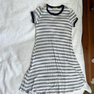 Striped short sleeve white dress